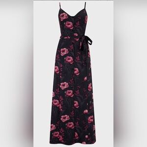 Killstar Black and Pink Floral Maxi Dress